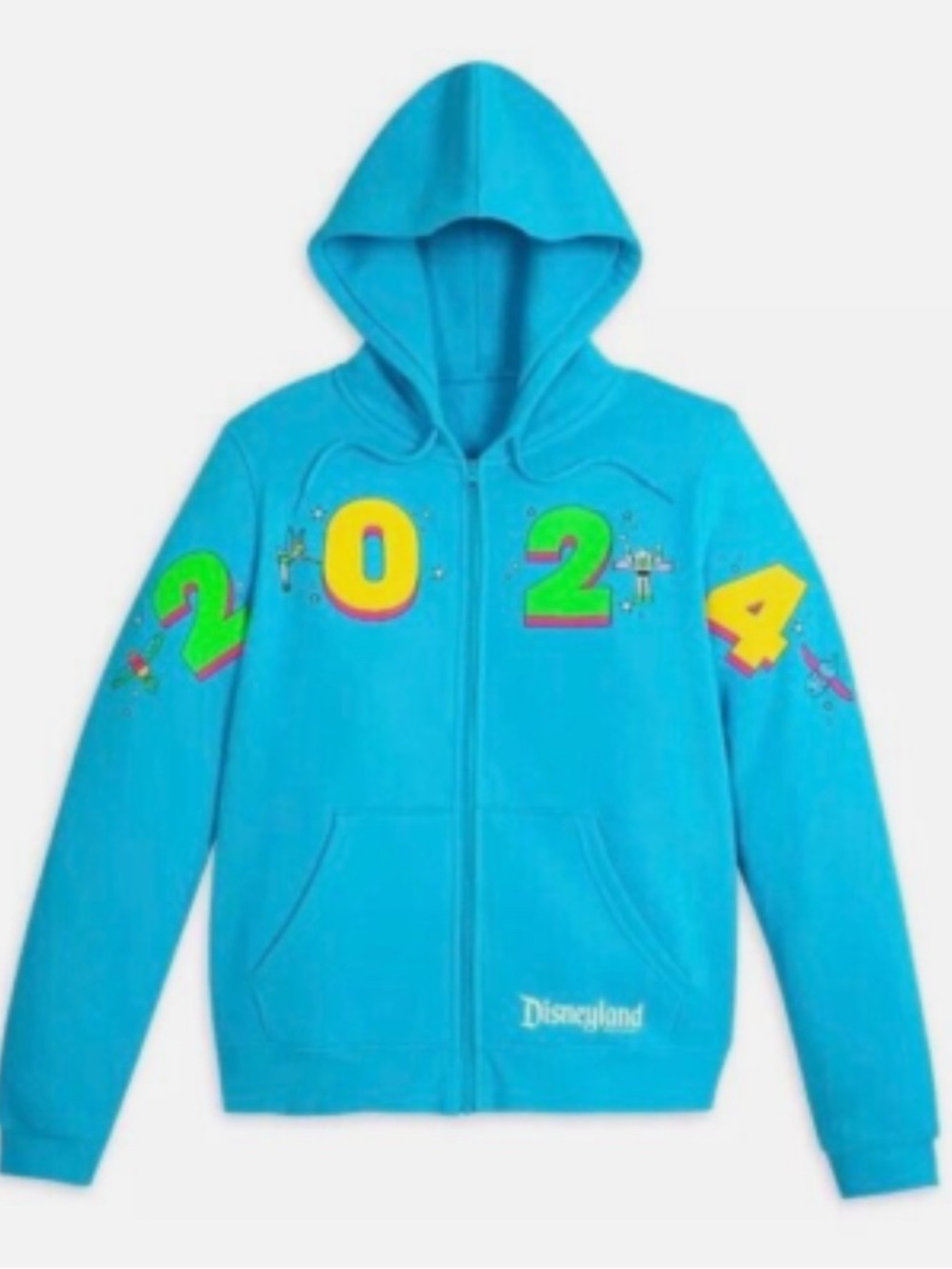 2024 Walt Disneyland Figment Tinkerbell Blue Zip Up Hoodie Sweatshirt Size 3X